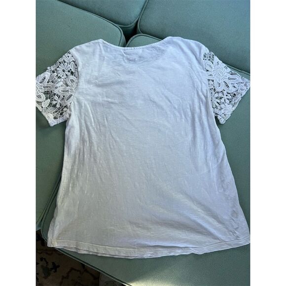 Charter Club Women's Petite Lace Embroidered T-Shirt White Size M - Picture 4 of 4